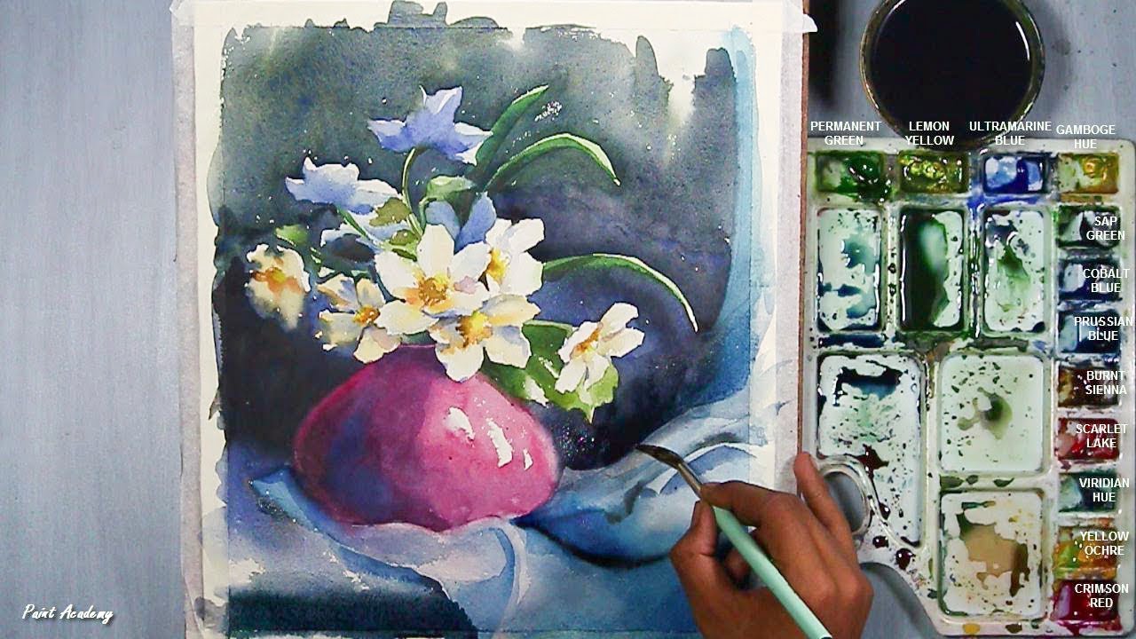 How to Paint A Beautiful Flower Vase in Watercolor