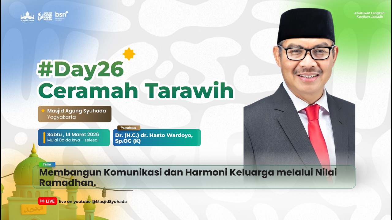 🔴 Live Ceramah Tarawih | Dr. (H.C.) dr. Hasto Wardoyo, Sp.OG (K) | Majid Agung Syuhada