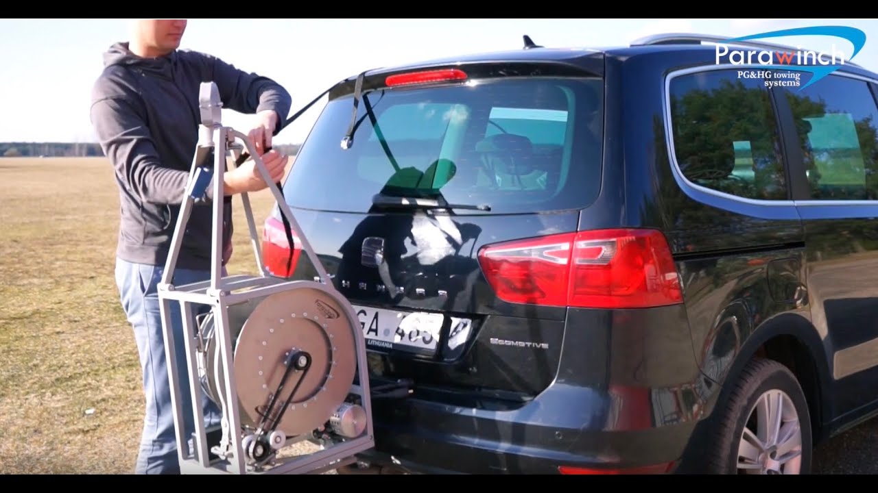 How to set up paragliding pay out winch on a car for towing