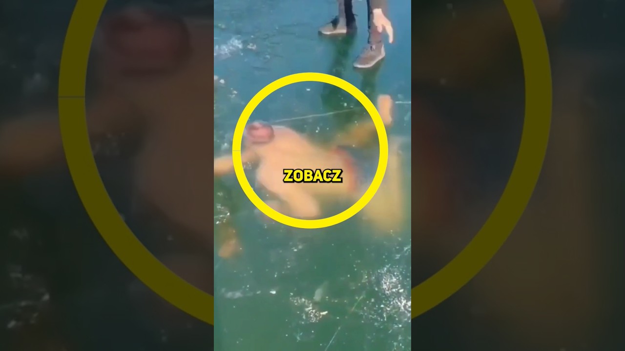 Ten człowiek jest uwięziony pod lodem 😱 #shorts #viral