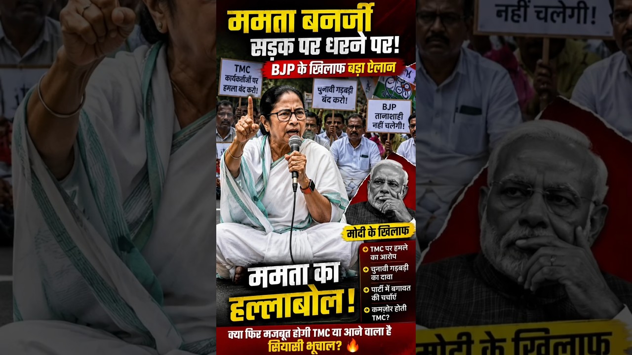 Mamata vs Modi: Bengal Ki Rajneeti Mein Naya Bhuchaal? 😱😱Road Par Baithi Mamata Banerjee,😱😱