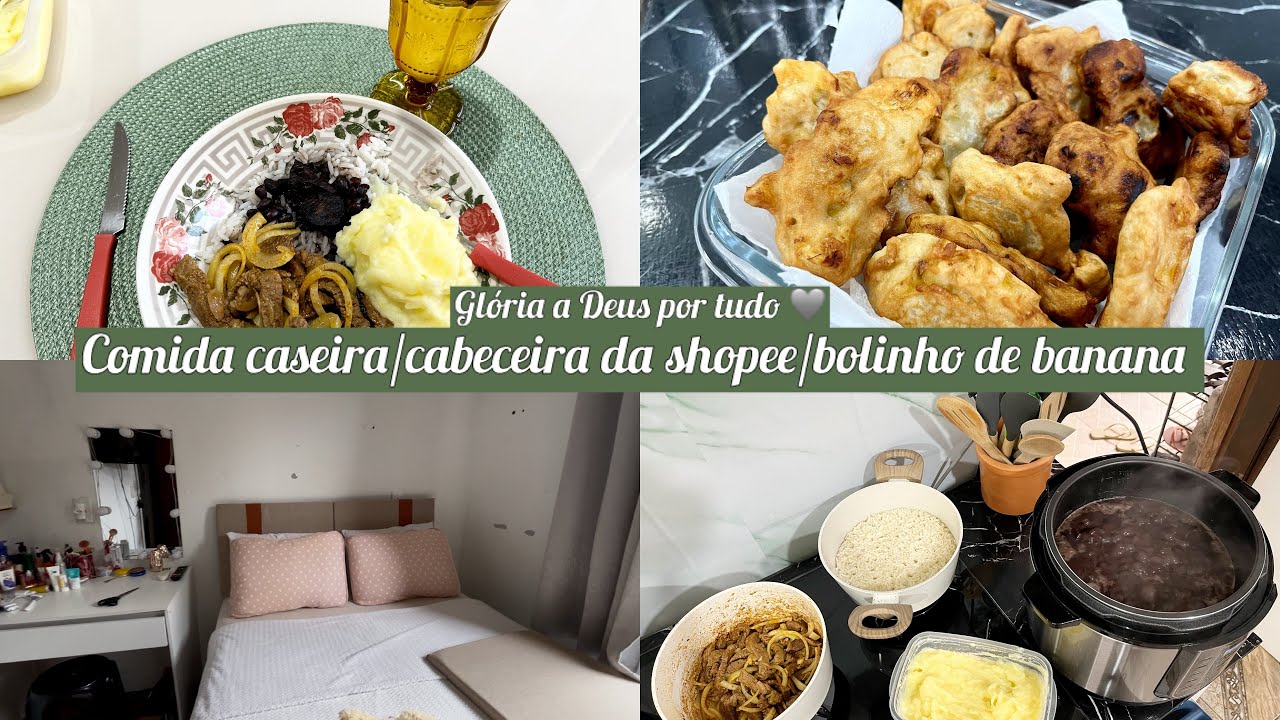 Vlog de hoje/comida caseira/ nova cabeceira da shopee/bolinho pro café da tarde