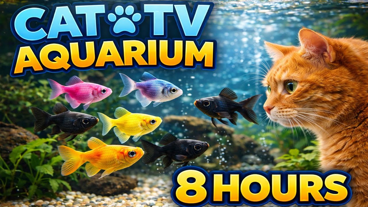 Cat TV Aquarium — 8 Hours Fish Tank Screen (4K, No Music)
