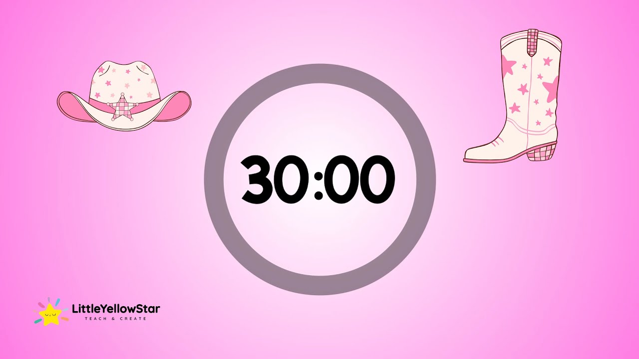 30 Minutes Countdown Timer For Kids With Country Music | Cowgirl Classroom Countdown Timer