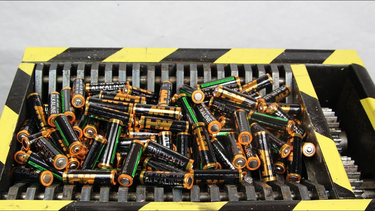 Experiment Shredding 100 BATTERIES And Toys Satisfying | The Crusher