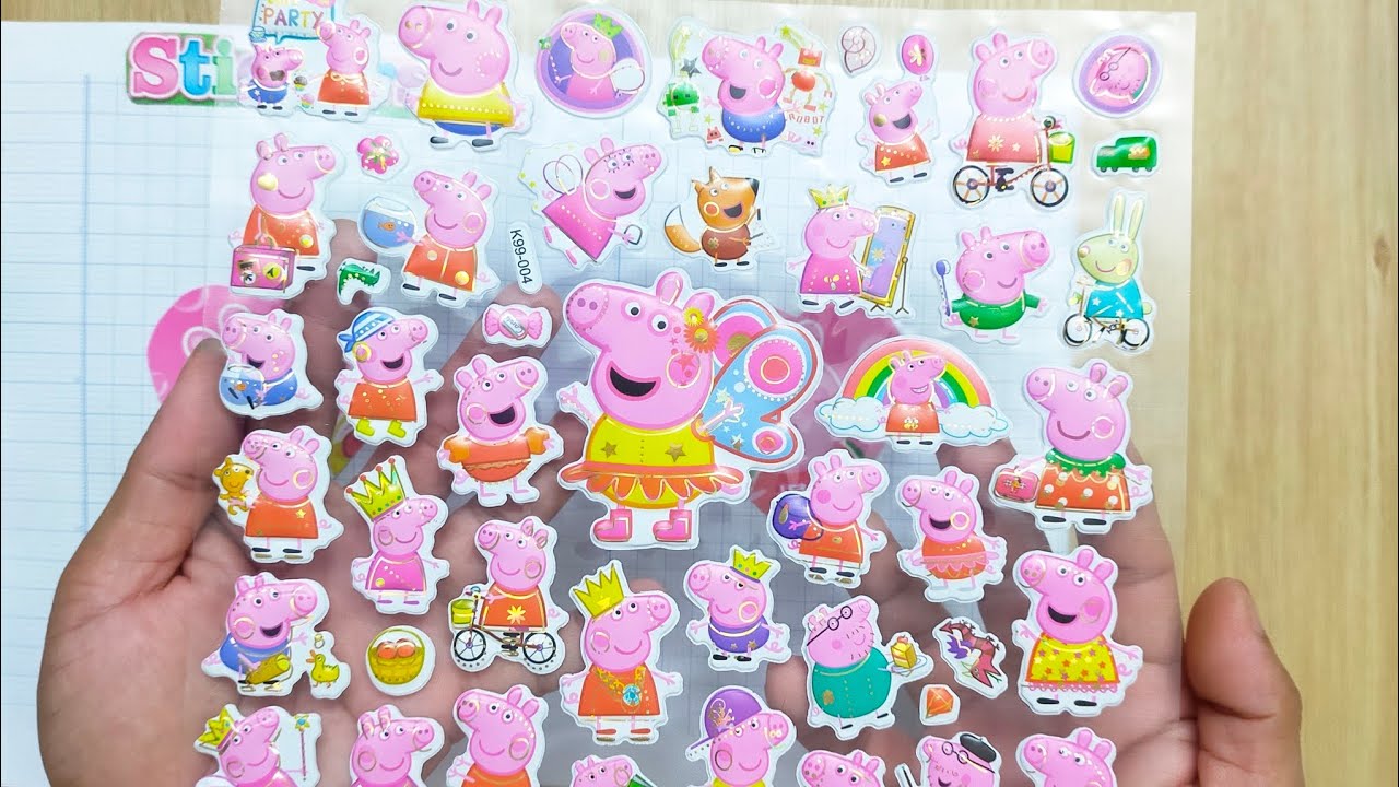 [Toy ASMR] Decorate with 3D stickers of Peppa Pig books #sticker #decoration #asmr #toyasmr