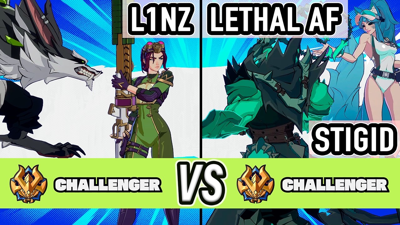 2XKO ▰ L1Nz (Caitlyn / Warwick) vs Lethal Af + Stigid (Thresh / Ahri) ▰ High Level Gameplay