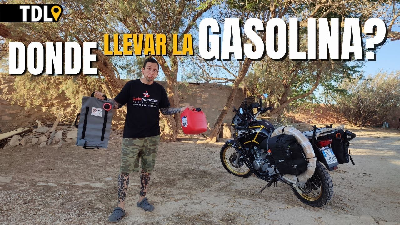 La mejor forma de transportar GASOLINA EXTRA en tu moto #vueltaalmundo #africa #motos #viajes