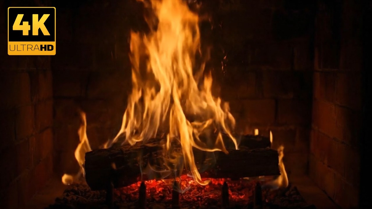 2 Hour Fireplace - 4k - Background | Calm Fire Sounds for Deep Sleep  - No Ads