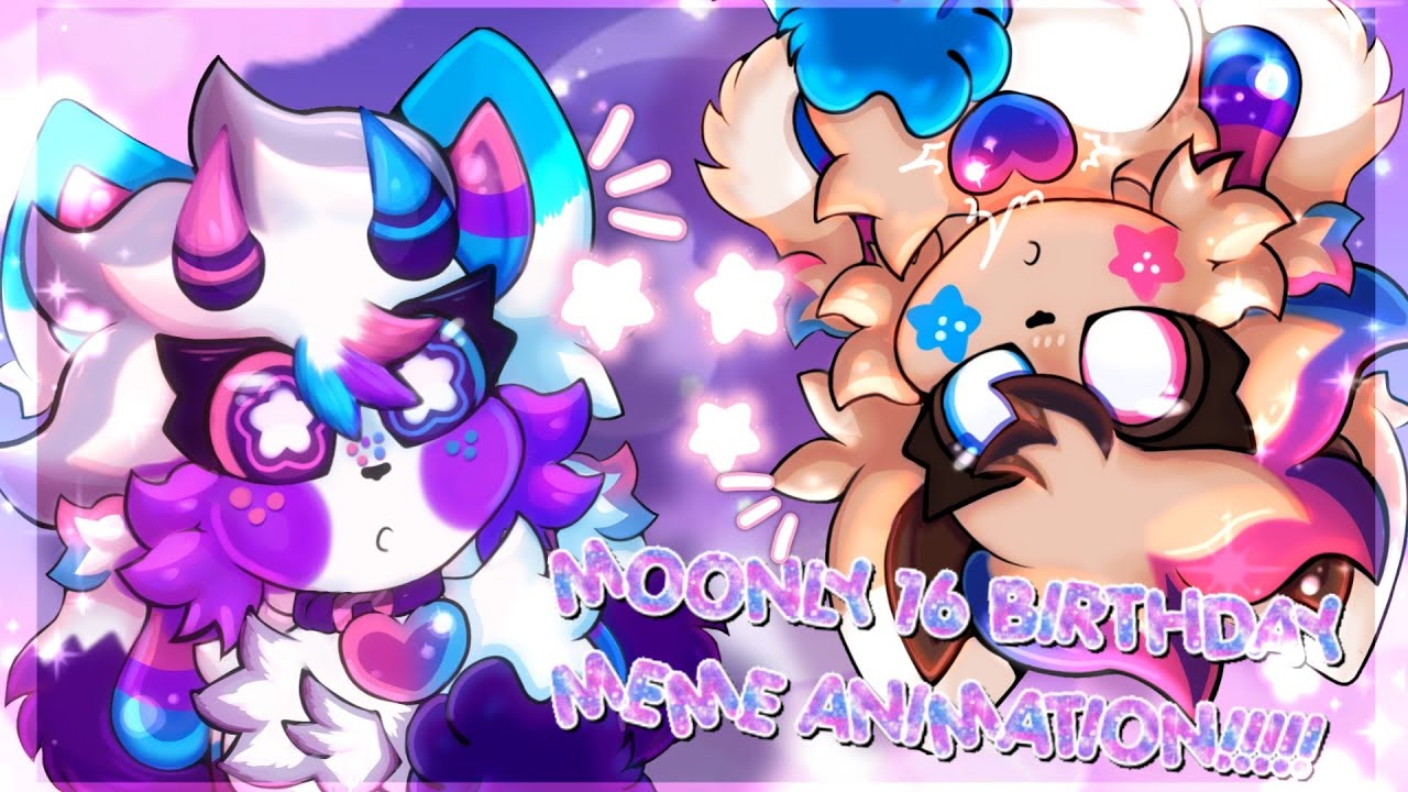 ⋆｡˚ 🩷16th Birthday Animation Meme!⋆ ˚｡⋆ 🩵 °Moonly the kittydog! 💜 :3