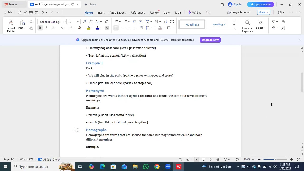 Multiple Meaning Words