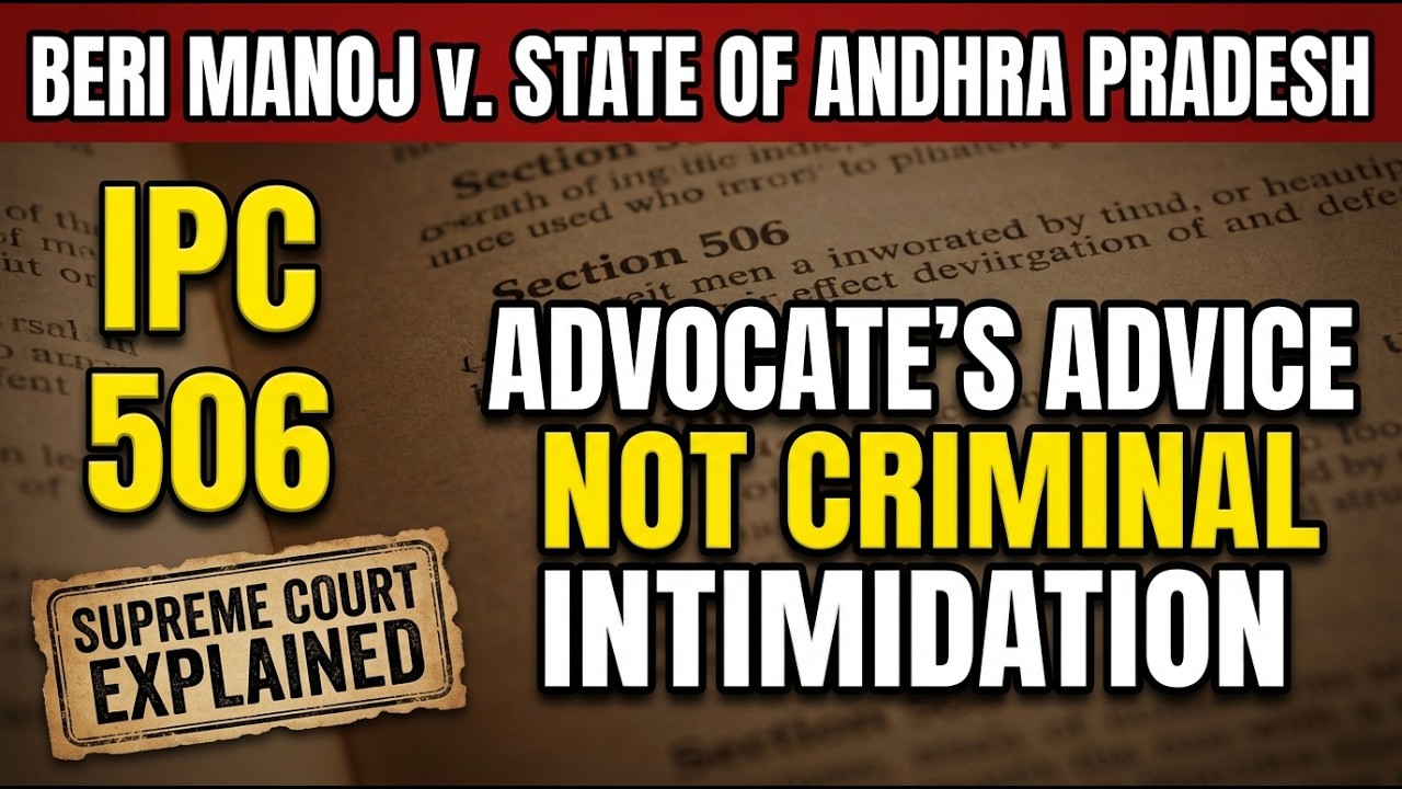 "Criminal Intimidation | Sec 503| Beri Manoj v. State of Andhra Pradesh"