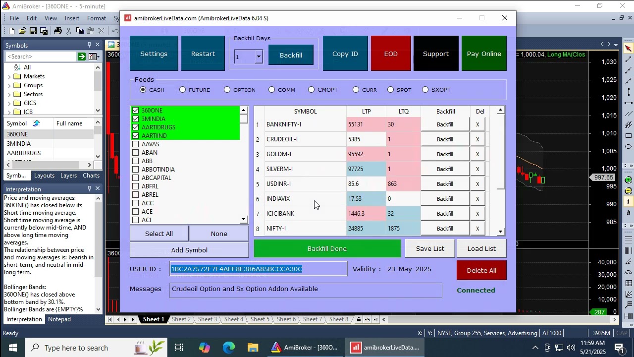 How to watch offline data in Amibroker. #amibroker