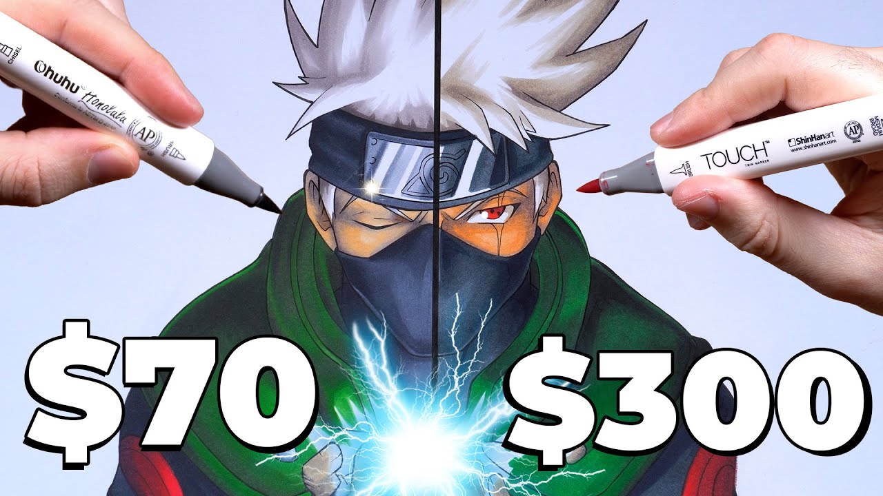 $70 vs $300 MARKER ART | Cheap vs Expensive - KAKASHI