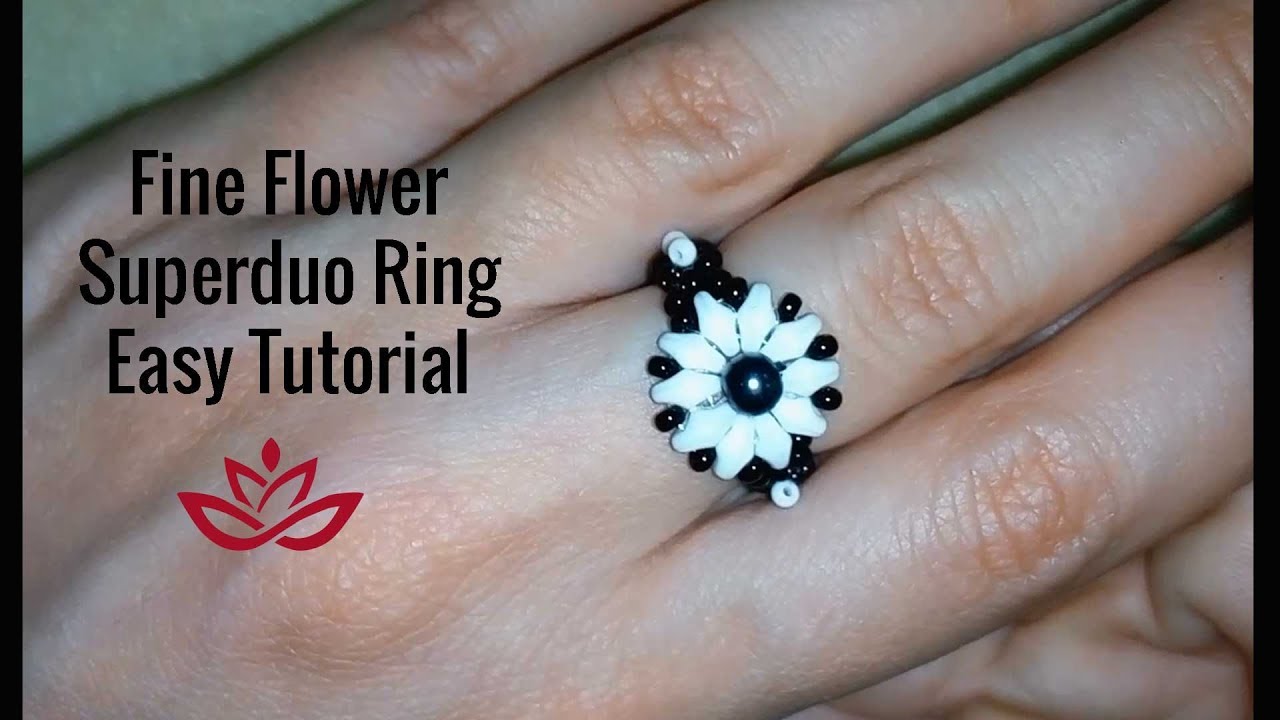 Fine Superduo Flower Ring - Tutorial. How to make DIY beaded ring?