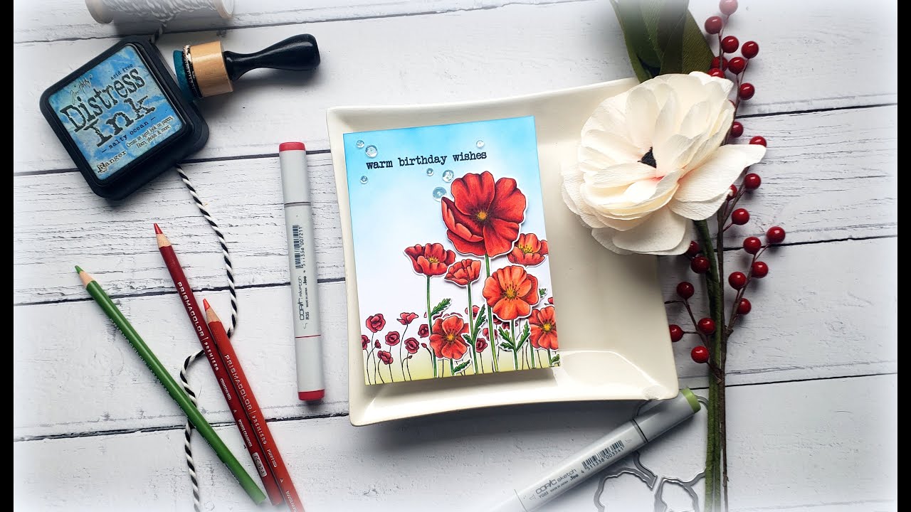 Tonic Compassion Poppies combining Markers and Colored Pencils: Allergies, Again.