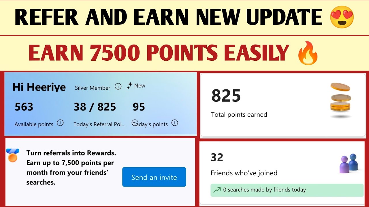Microsoft Rewards Refer & Earn &mdash; New Method Earn 7,500 Points Easily | Refer Your Friend 