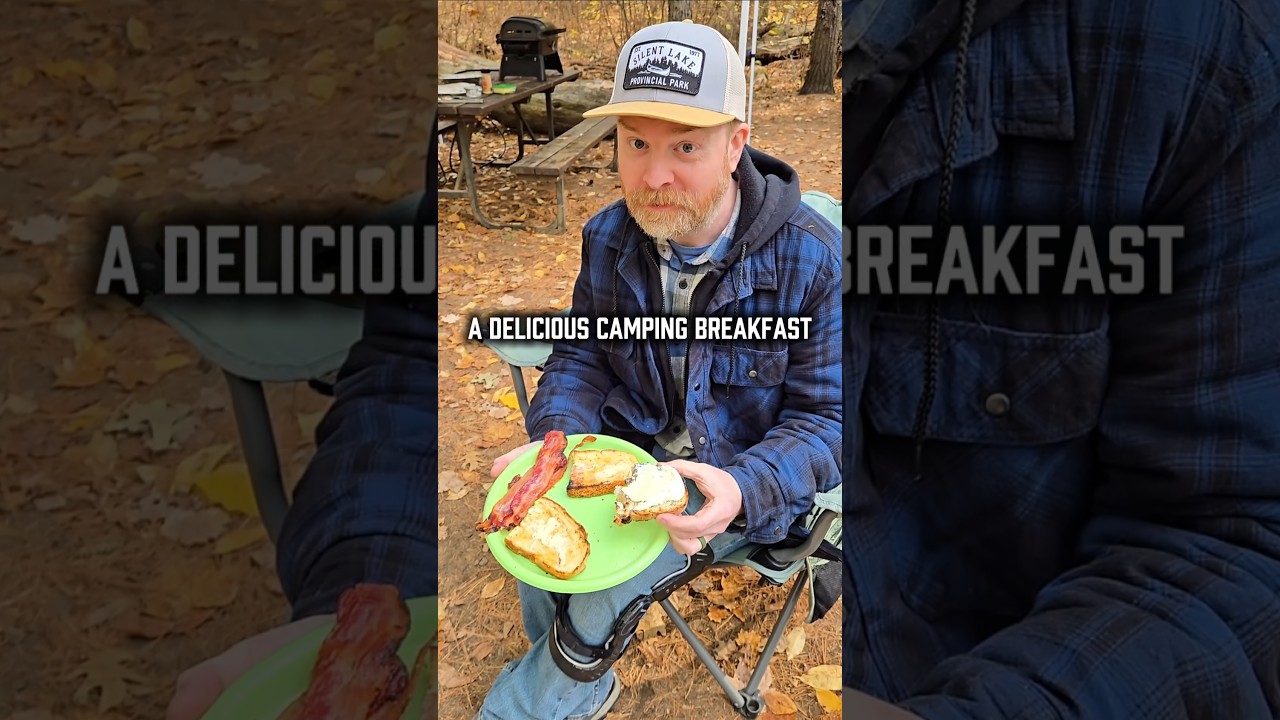Camping breakfast just hit different... especially with fresh baked bread 🥰 #camping #ontariocamping