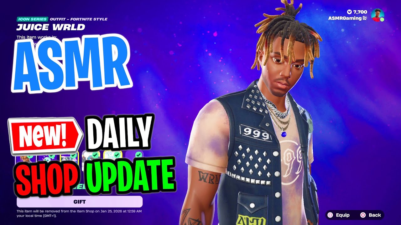 ASMR Fortnite Shop Juice WRLD Skin is Back! Daily Update Today 🎮🎧 Relaxing Whispering 😴💤