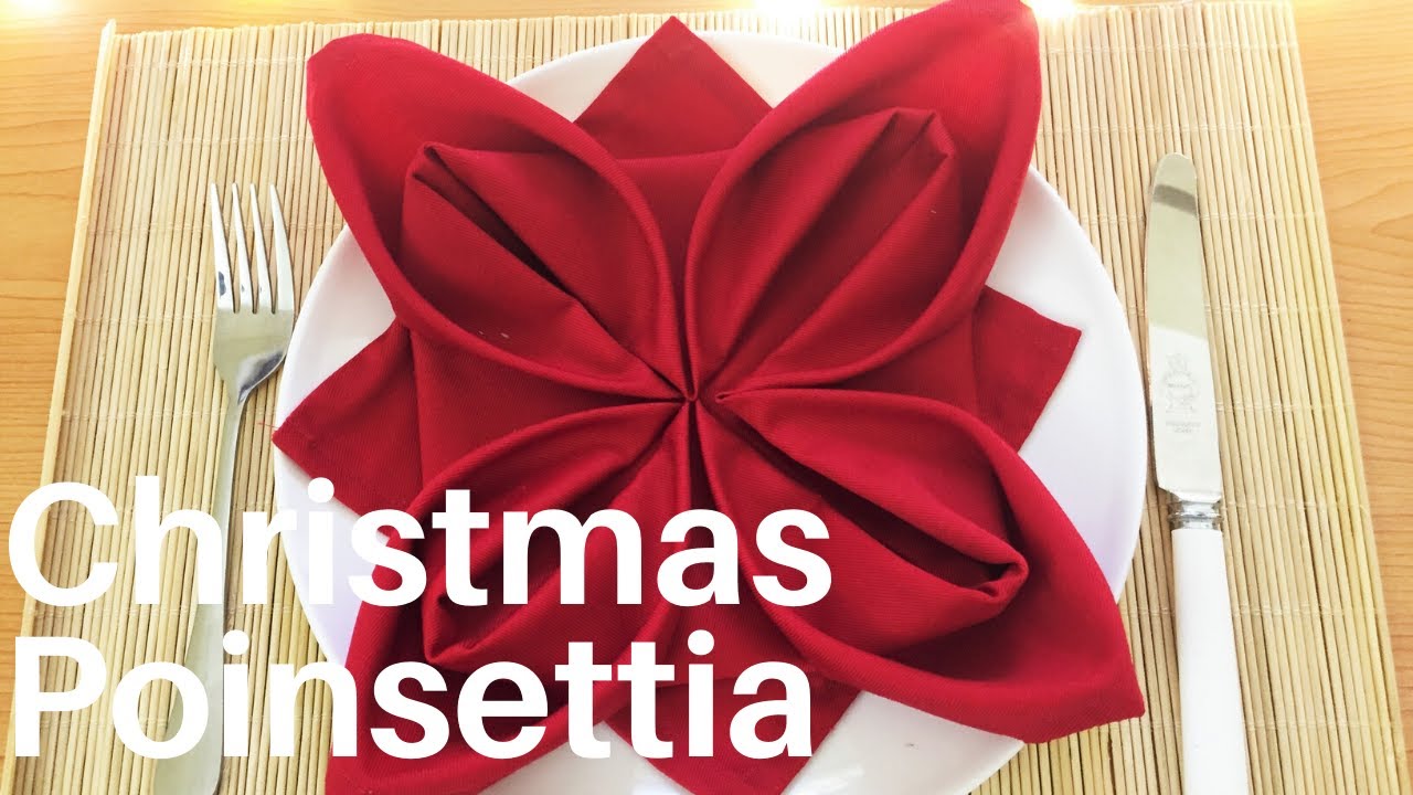 Christmas Poinsettia Napkin fold | Easy | #SweetHomeDelights