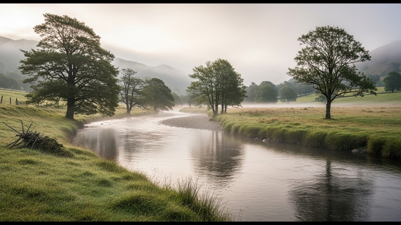 Lake District, England — Calm River & Morning Mist | 4K Nature ASMR