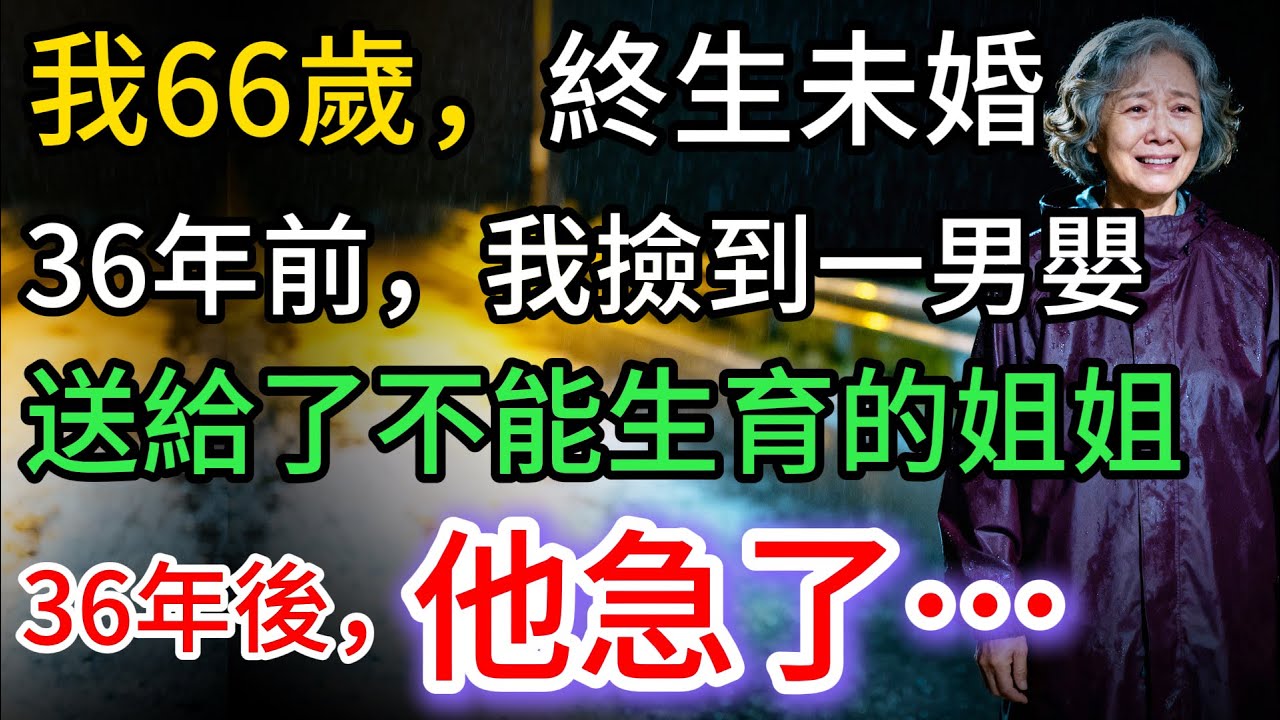 我66歲，沒結過婚。36年前，我撿到一個男嬰，交給不能生育的姐姐。36年後，他急了…