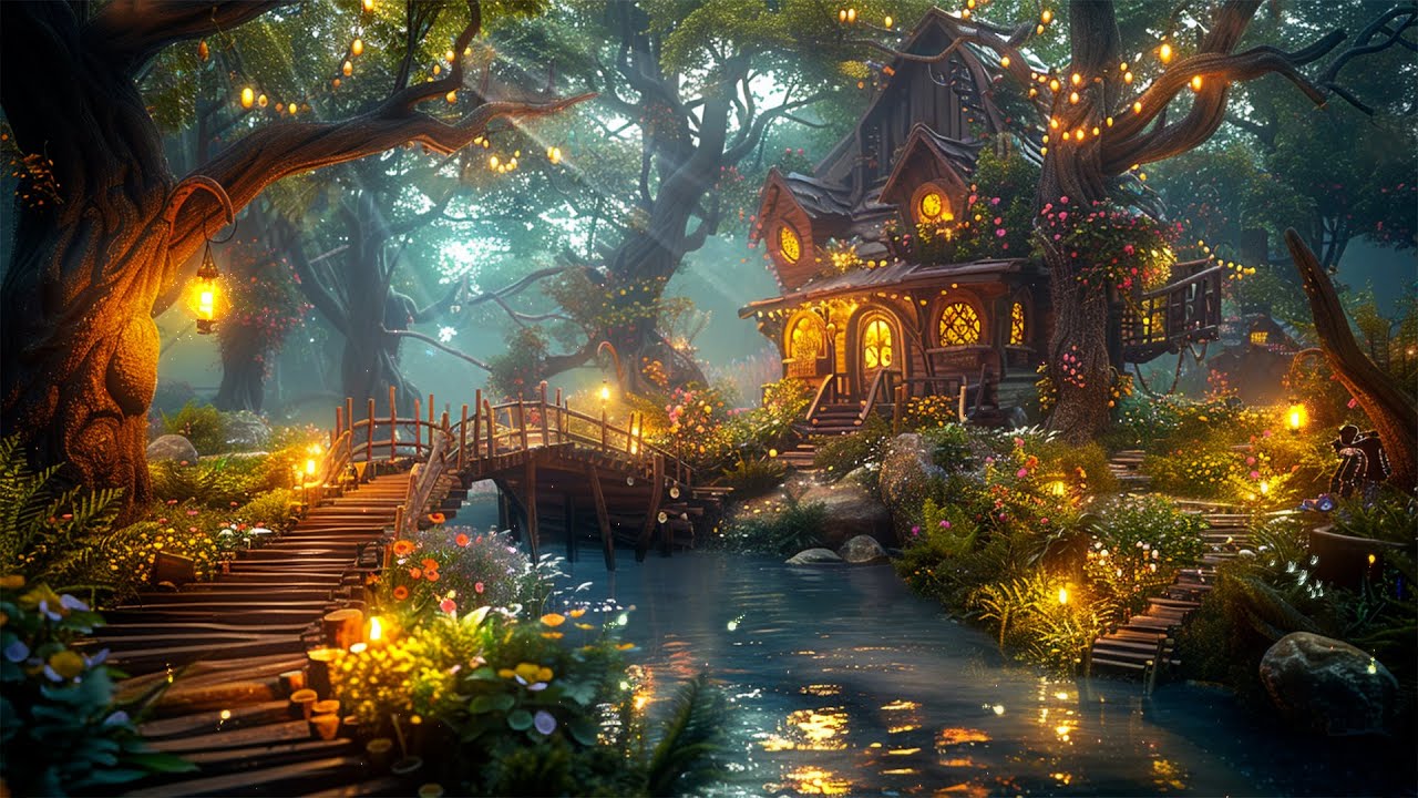 FAIRY VILLAGE AMBIENCE 🌿Magical Flute Music & Soft Lake ❖ Soothe the Mind, Relaxation, Beat Insomnia