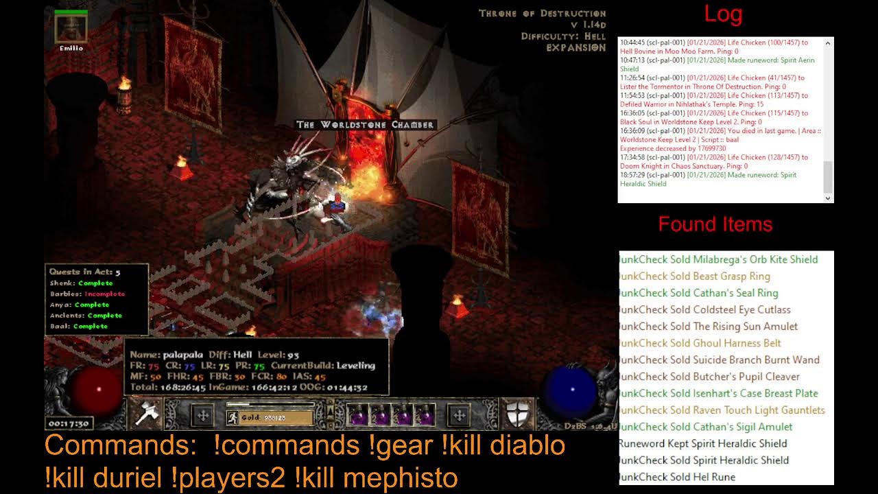 Diablo 2 played by AI - Paladin - Day 13 (new commands available)