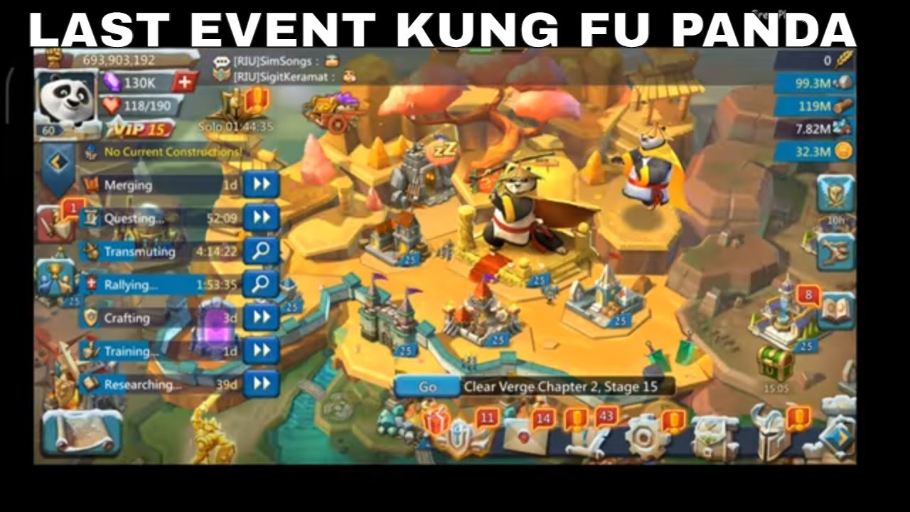 LAST EVENT KUNG FU PANDA ► LORDS MOBILE