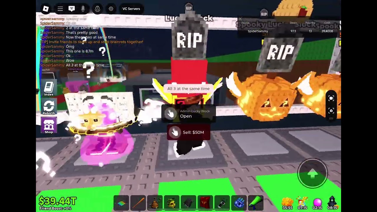Opening all lucky blocks from Halloween event #stealabrainrot