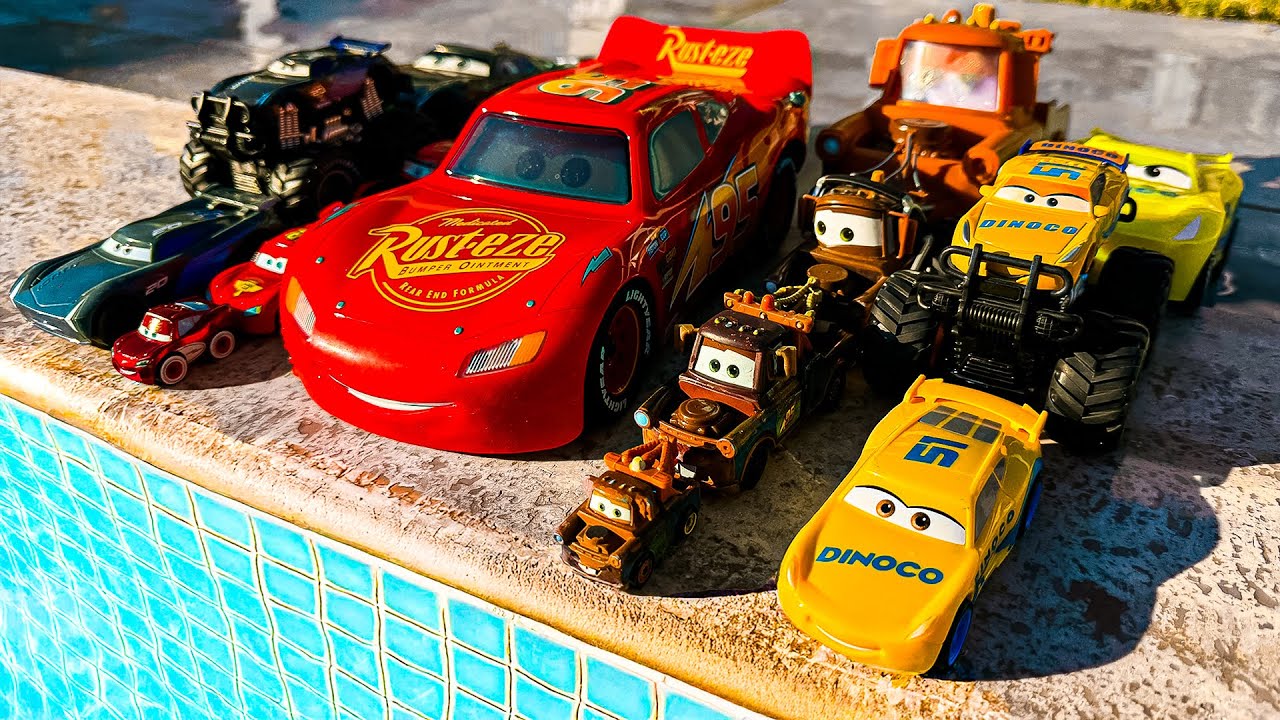 Looking for Disney Pixar Cars On the Rocky Road : Lightning McQueen, Mater, Dinoco McQueen, Mack