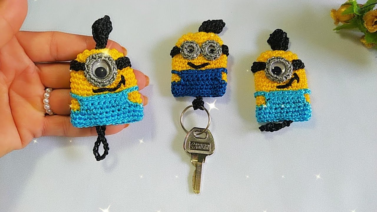 CHAVEIRO ESCONDE CHAVE (TEMA MINIONS) EM CROCHÊ!