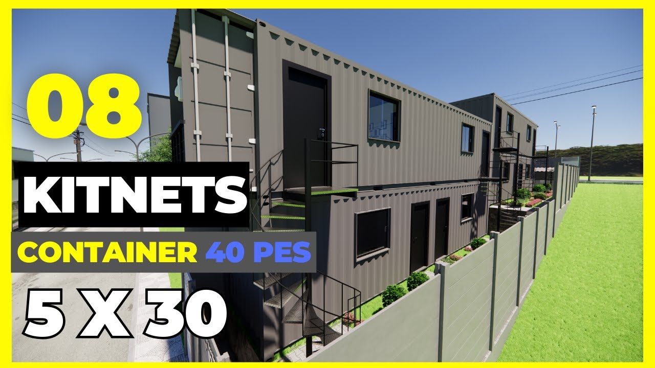 8 KITNETS EM CONTAINER 40 PES, KITNET EM TERRENO DECLIVE OU ACLIVE