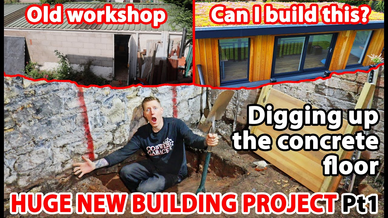 Floor cutting and digging up the old concrete slab. Old workshop redevelopment Pt1