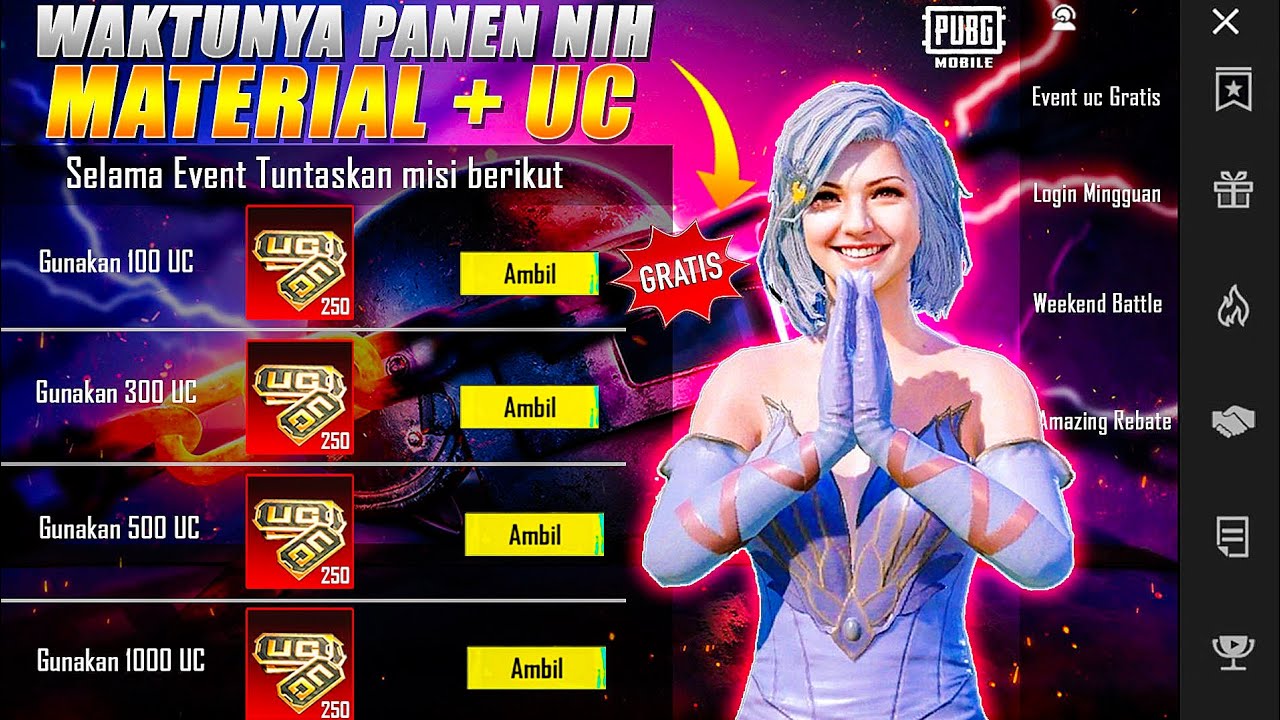 AMAZING REBATE HADIR NIH WAKTUNYA PANEN MATERIAL GRATIS, EMBLEM MYTHIC & UC GRATIS PASTINYA GUYS🤑💥💥🤑