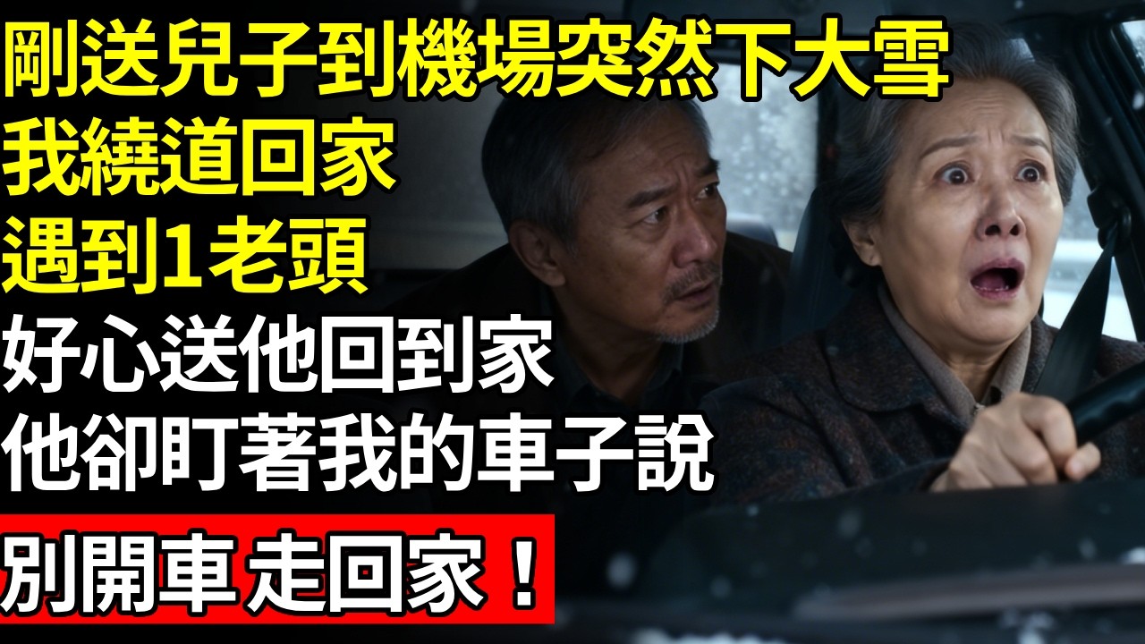 剛送兒子到機場，突然下起大雪，我繞道回家遇到1老頭，好心送他回到家，他卻盯著我的車子說，別開車，走回家！當晚回家看見一幕，我傻了！# 養老 #人間家務事# 晚年真相#不肖子孫