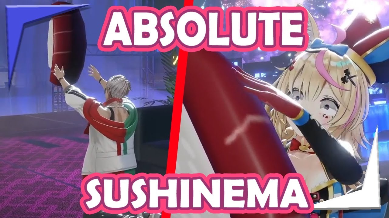 Polka and Arusan make 𝘼𝘽𝙎𝙊𝙇𝙐𝙏𝙀 𝘾𝙄𝙉𝙀𝙈𝘼 with sushi【Hololive Holostars EnSub】
