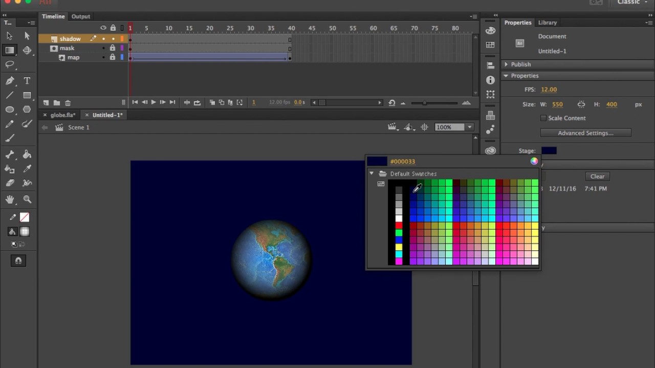 Simple Rotating Globe Animation Adobe Animate CC