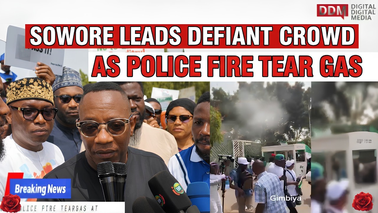 Sowore Confronts Security at NASS as Police Fire Tear Gas at Protesters
