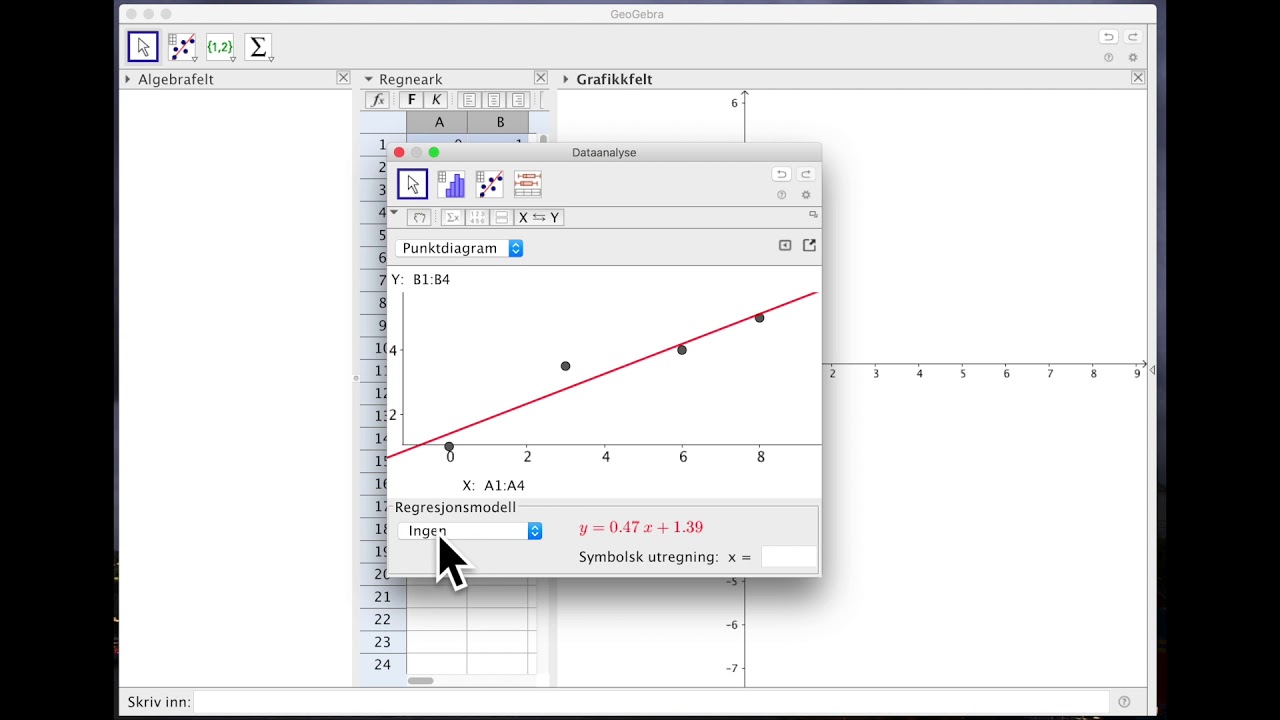 Matematikk 1T Lineær regresjon med GeoGebra 2017