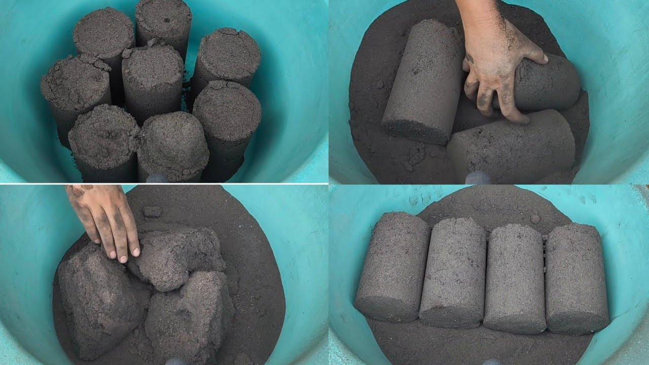 Gritty soft pure black charcoal cylinders and chunks full dry crumbling #Sa Asmr 