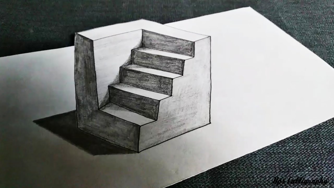 3D Stairs freehand drawing on paper...  | Anamorphic illusion | Most easiest way to draw | #3DArt