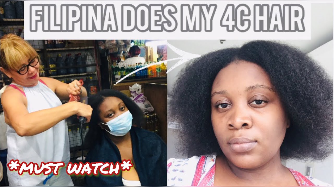 Black girl gets hair done in LOCAL FARMERS MARKET Philippines | Filipina hairstylist does my hair