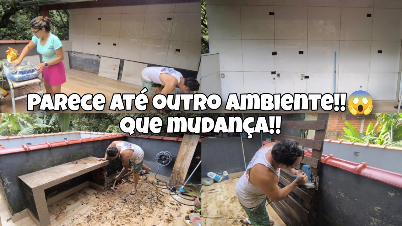 Quebramos TUDOO!!! 😱 | FINALIZAMOS OS REVESTIMENTOS da LAVANDERIA | parece outro ambiente!! 