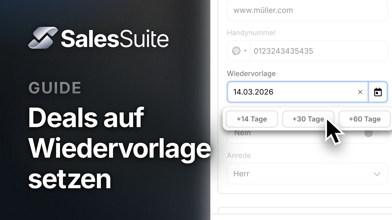 Erinnerungen & Wiedervorlage in SalesSuite | Das ideale CRM für Agenturen & Berater