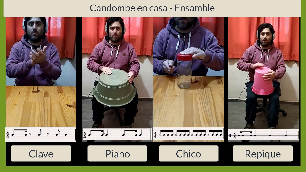 Candombe en casa - Ensamble #candombe #ritmo #cotidiafono #percusión