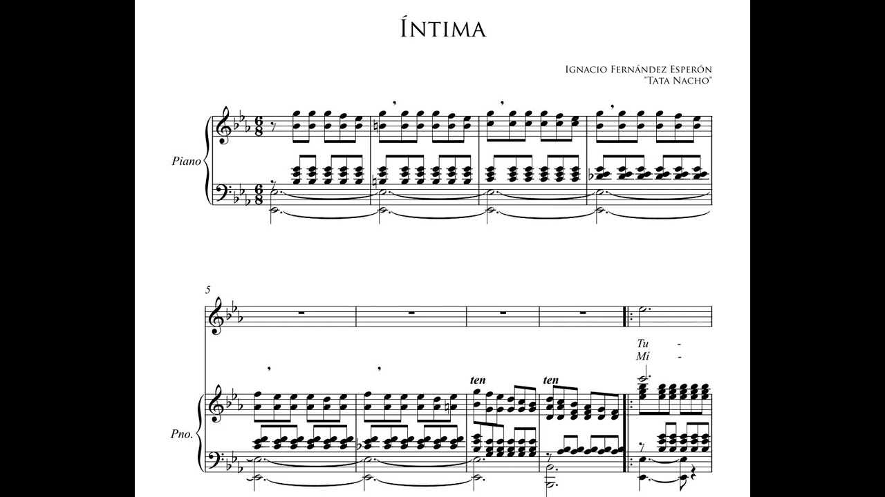 Íntima - T. NACHO (Eb major-High Voice) Piano accompaniment
