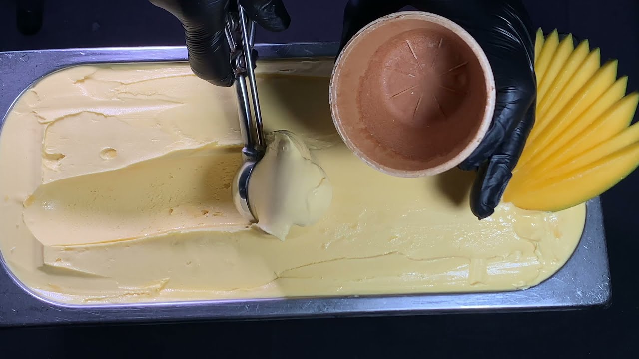 Traditional Fresh Mango Ice Cream Satisfying To Watch | How To Make Delicous Mango Ice Cream