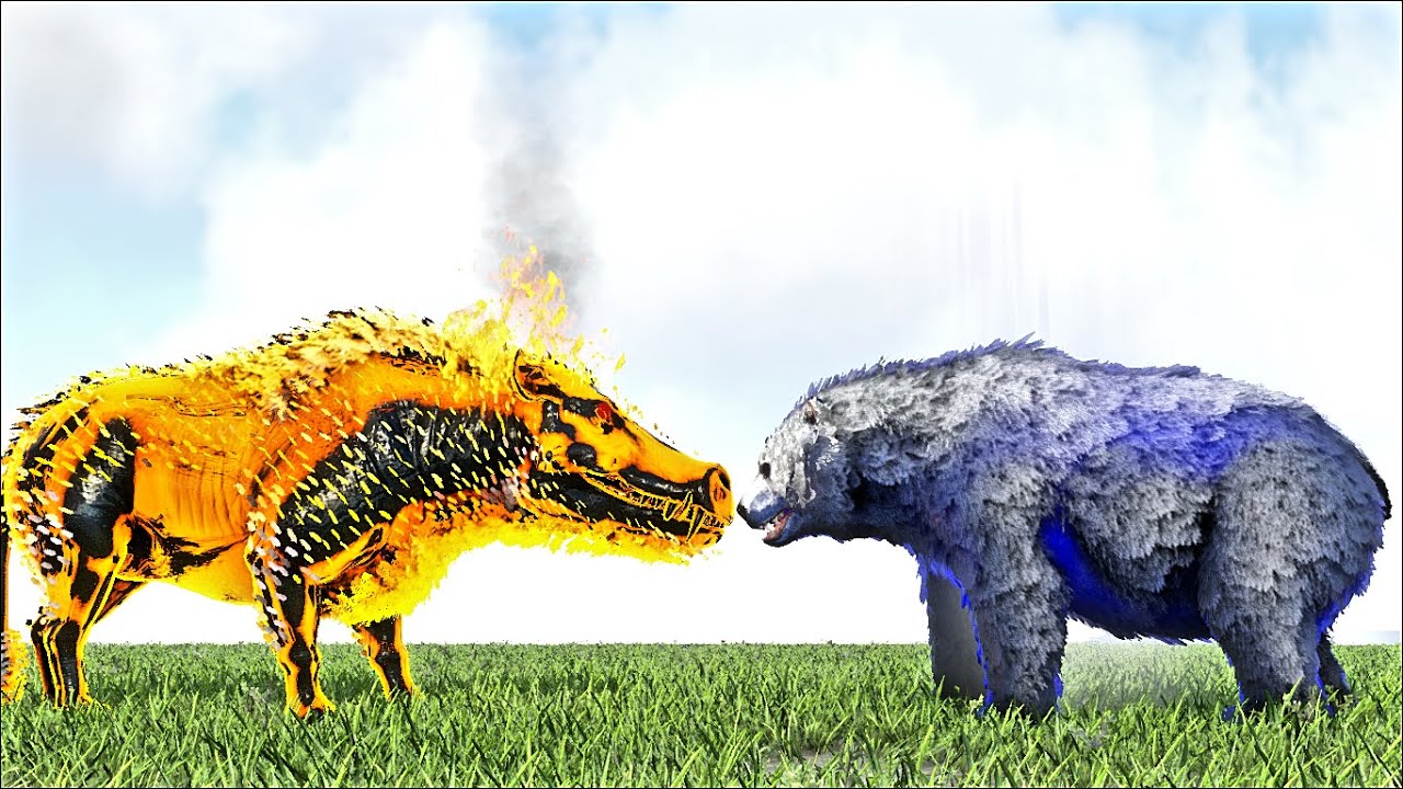 FALLEN DEMONIC DAEODON VS CELESTIAL BEAR SHORTS  #SHORTS (ARK SURVIVAL EVOLVED BATTLE DINOSAUR)