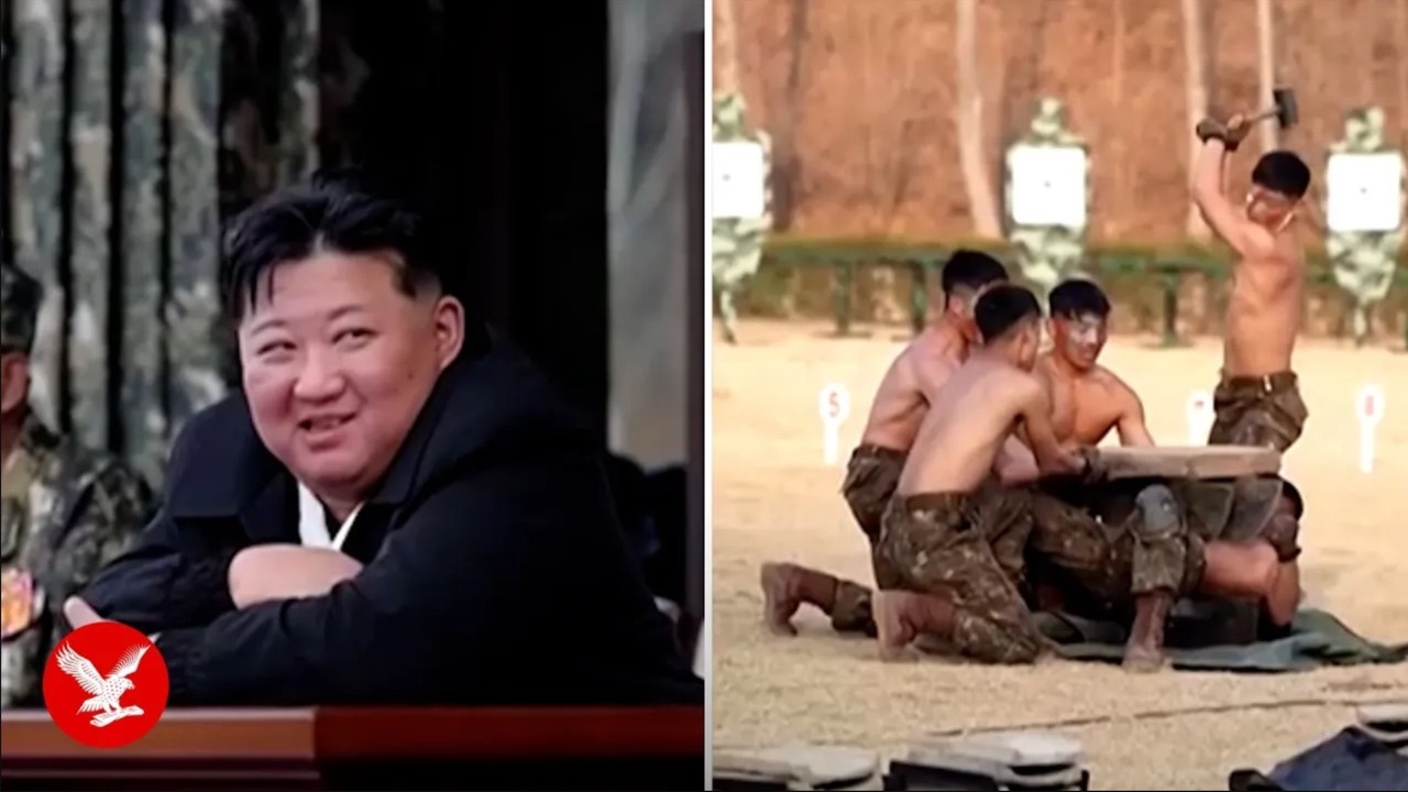 Kim Jong Un watches special forces troops hit each other with axes at military parade